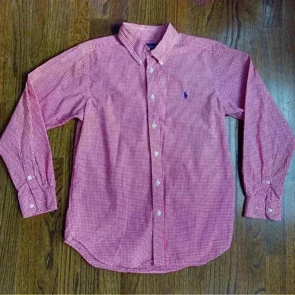 Ralph Lauren Other - Ralph Lauren Boys Red Gingham Preppy Button Up Shirt Size L